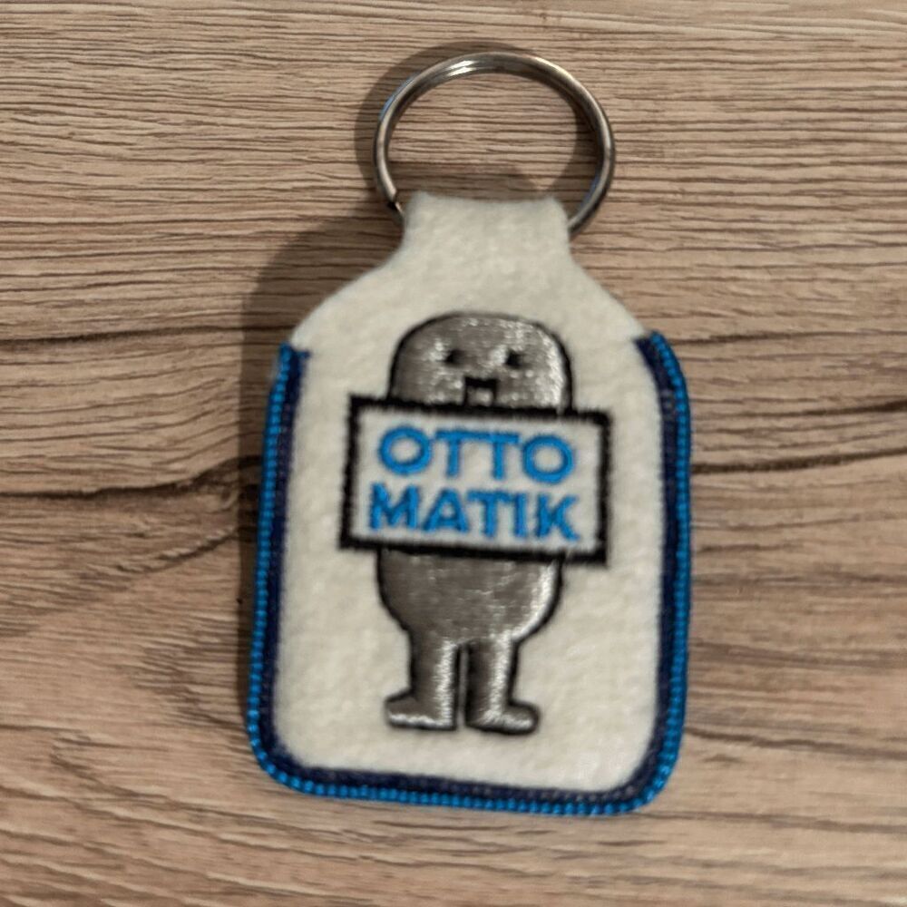 Otto Matik OK logo embroidered vintage 1980s keychain blue white